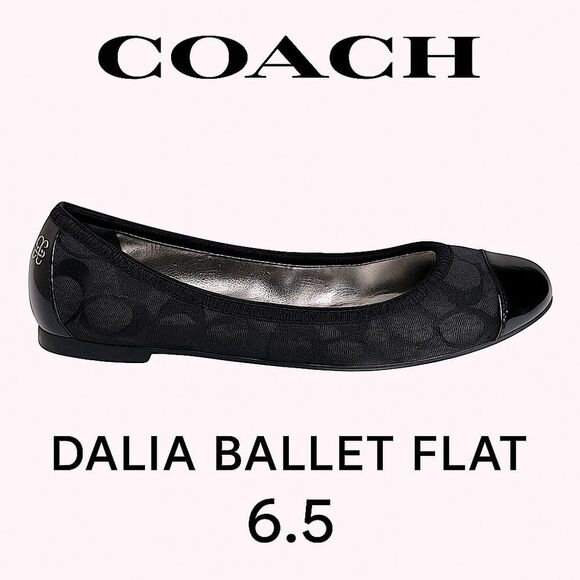 Coach Dalia Ballet Flats Black Jacquard & Patent Leather – Size 6.5 - Picture 1 of 12
